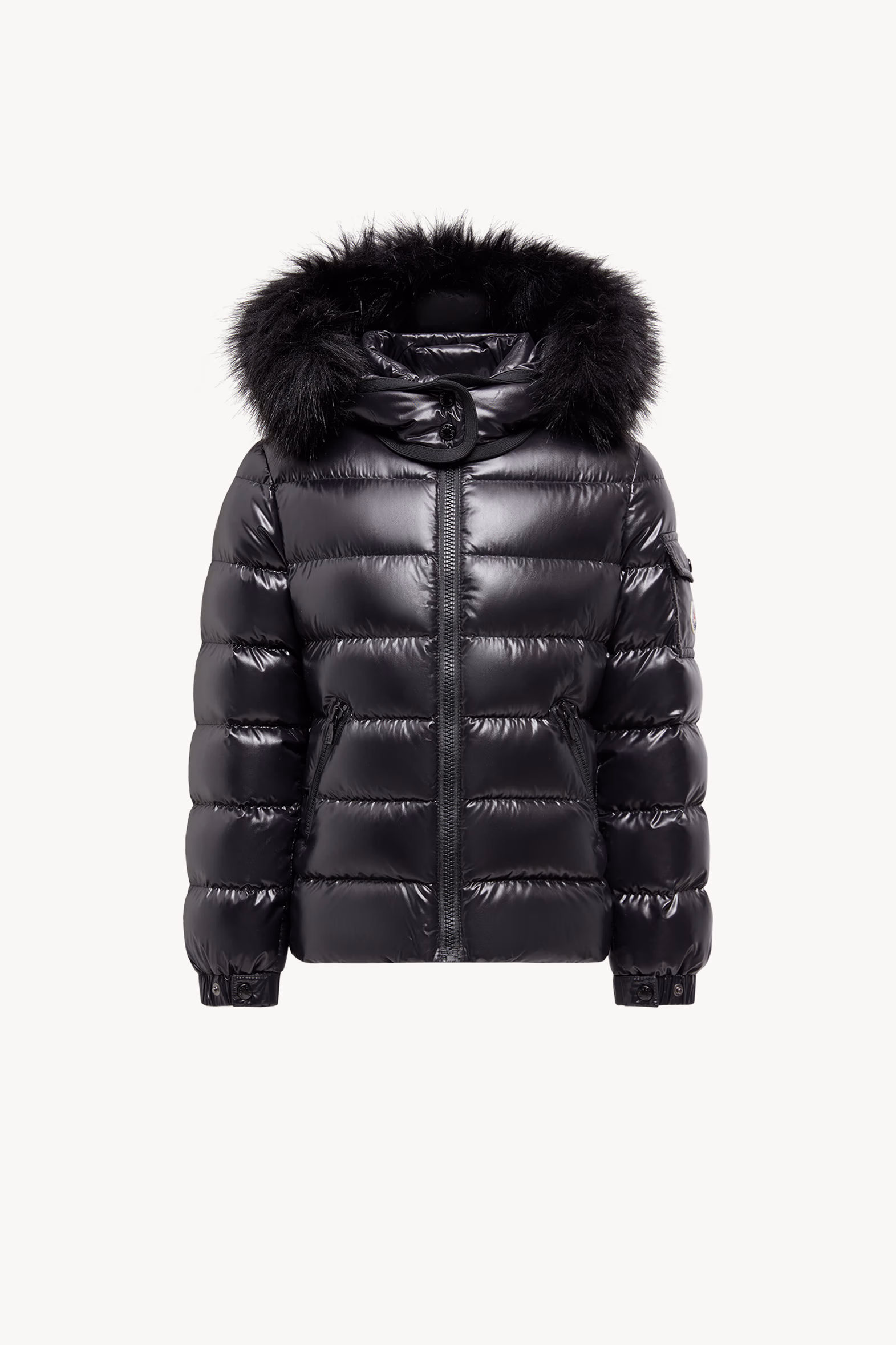 Badyf Hooded Faux Fur-Trimmed Down Jacket Girl Black Moncler 0